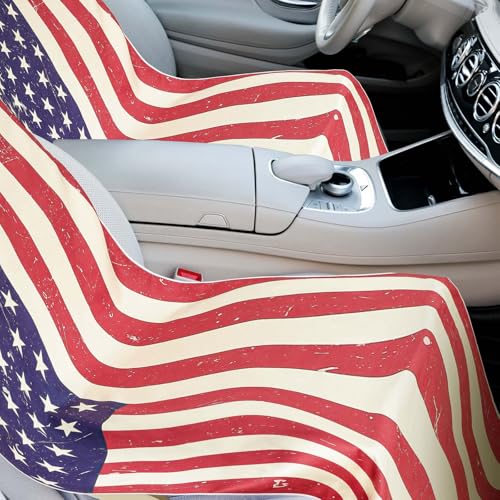 Hahafelt Car Seat Towel Covers with Storage Bag, 63 x 32 Inch Universal Non Slip Waterproof Sweat Protector for Car Truck, Gym Swimming Running, Machine Washable(2 Pack,American Flag) - style: American Flag