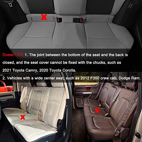 Black Panther Luxury PU Leather Rear Bench Car Seat Cover Adjustable Length (49-55'') Fits 90% Standard 5 Seats (Sedan SUV), for Seat Bottom Only, Triangle Quilting Design, Beige - color: Rear Beige