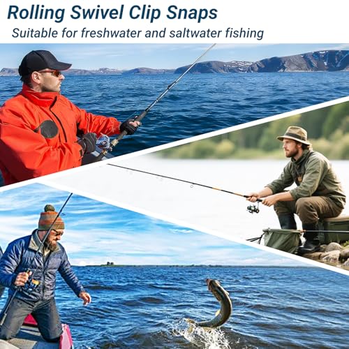 Atibin Saltwater Freshwater Snap Swivels Stainless Heavy Steel Fishing Clips Swivel Barrel Clip Fishing Snaps Rolling Speed Change Black Nickel - size: Size 1+L (77lb) 25 pcs