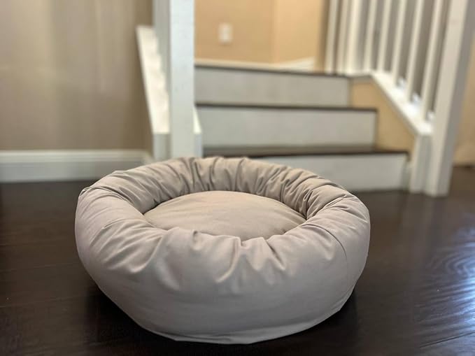 Organic Cotton Canvas Dog Bed: Removable Cover, Natural Fill - Made in USA (Gray, X Large 42" x 8" inches)