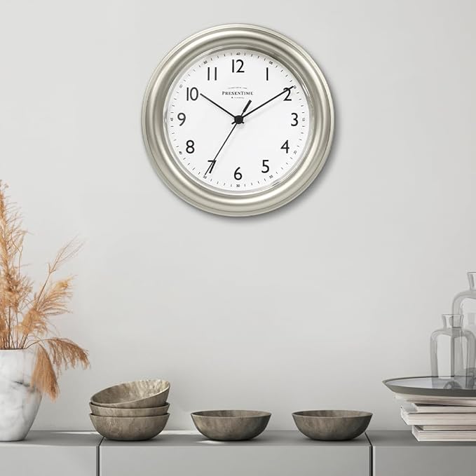 Presentime & Co. 8.5" Modern Farmhouse Essential Wall Clock, Silent Non Ticking