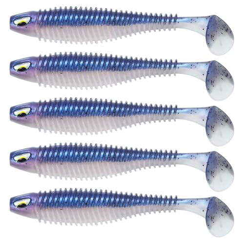 MAFIMOEA 40/30/25Pcs Paddle Tail Swim Baits Lures Fishing Soft Plastic Lure Kit for Bass Trout Walleye Crappie 6.5cm 7.5cm 10.5cm - color: Blue, size: 2.55IN/6.5CM - 40PCS