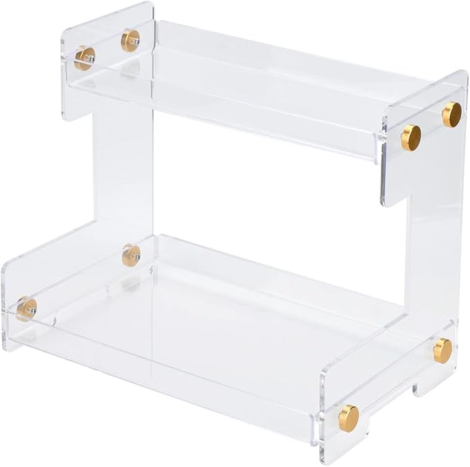 FFK Bathroom Organizer Countertop 2-Tier Storage：Bathroom Counter Organizer Acrylic Standing Holder Cosmetic Storage Perfume Shelf for Bathroom Bedroom Dressing Table1