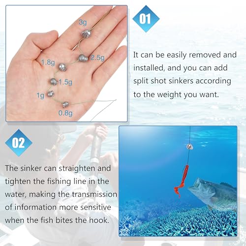 100Pcs Split Shot Fishing Weights Sinkers - Removable Round Lead Drop Shot Weights Small Fishing Line Weights for Freshwater Saltwater Bass Fishing - style: 100pcs-3g