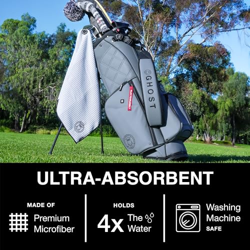 Ghost Golf Magnetic Towel (Caddie) - Ultra-Absorbent Microfiber Golf Towel | With Magnet for Golf Carts or Clubs - 18" x 40" Golfing Gear - Waffle Weave Pattern (Black Camo) - color: Black Camo