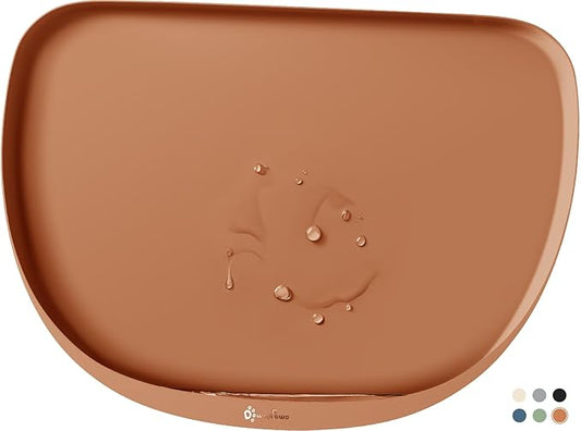 DownyPaws Cat Food Mats for Floors Waterproof, BPA Free Silicone Pet Feeding Mat, Non-Slip Pet Food Mat with High Raised Edge, Cat Placemat for Messy Drinkers, 18"×12.5", Coral