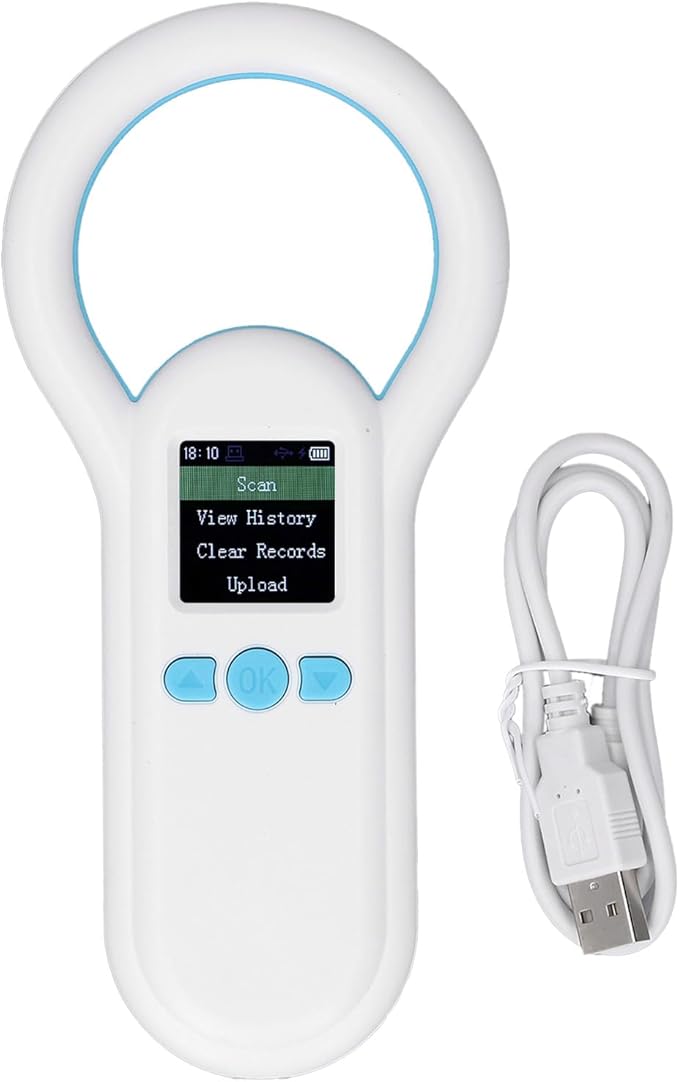 aqxreight Pet Microchip Scanner 134 2Khz Portable Animal Ear Tag ID Reader 44 Inch TFT Display Screen 500 Records Storage Display Allowing Vie Pet ReaderPet Microchip ReaderAnimal Tag