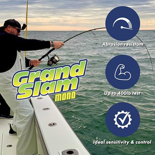 HI-SEAS Grand Slam Monofilament Fishing Line - Strong & Abrasion Resistant in Clear, Pink, Green, Smoke Blue, Fluorescent Yellow Freshwater & Saltwater – Quarter Pound Spool - color: Pink, style: 8 Lb Test, 0.27 Mm Dia, 1830 Yd