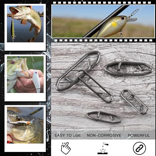 Power Clips Fishing Snaps Set High Strength Stainless Steel Quick Change Connector Swivels Tackle Fish Lure Attachement Freshwater Saltwater - style: 210PCS