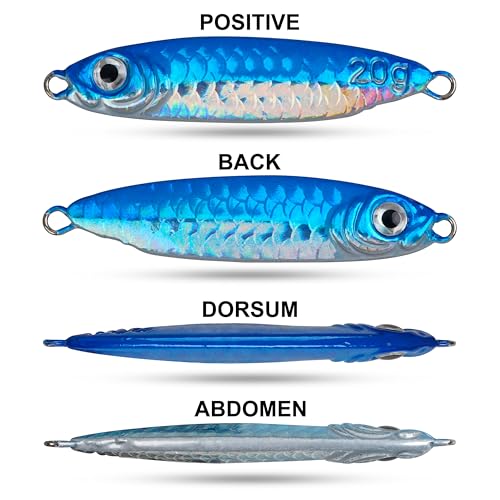 Saltwater Jig Fishing Lures - Stripe Bass Jigs, Metal Lead Spoon Jigging Baits with Sharp Hooks for Tuna Salmon Grouper Sea