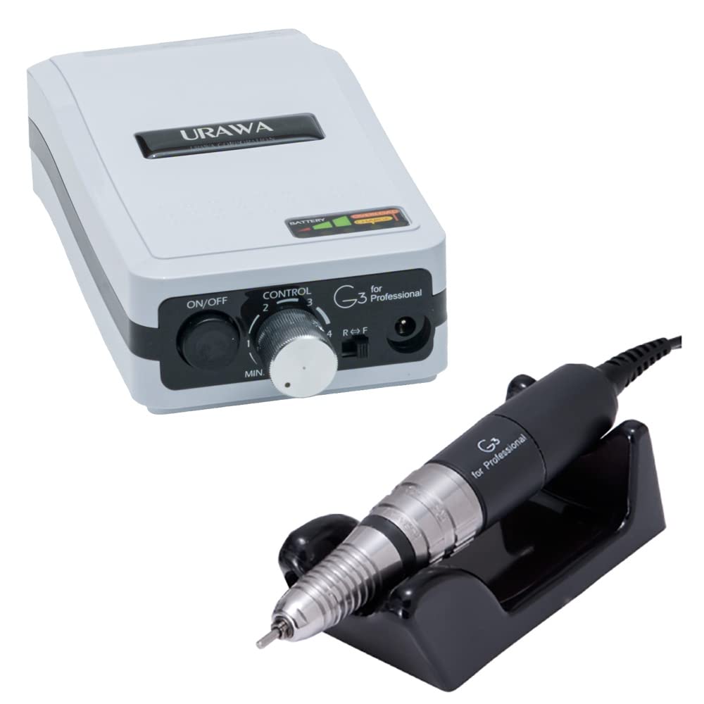 [Upower] G3 Professional Nail Drill Machine, 20000 RPM Electric File for Nails, Rechargeable Portable Nail Machine, Low Noise & Low Vibration (Made in Japan) Produced by URAWA Corp. [White]