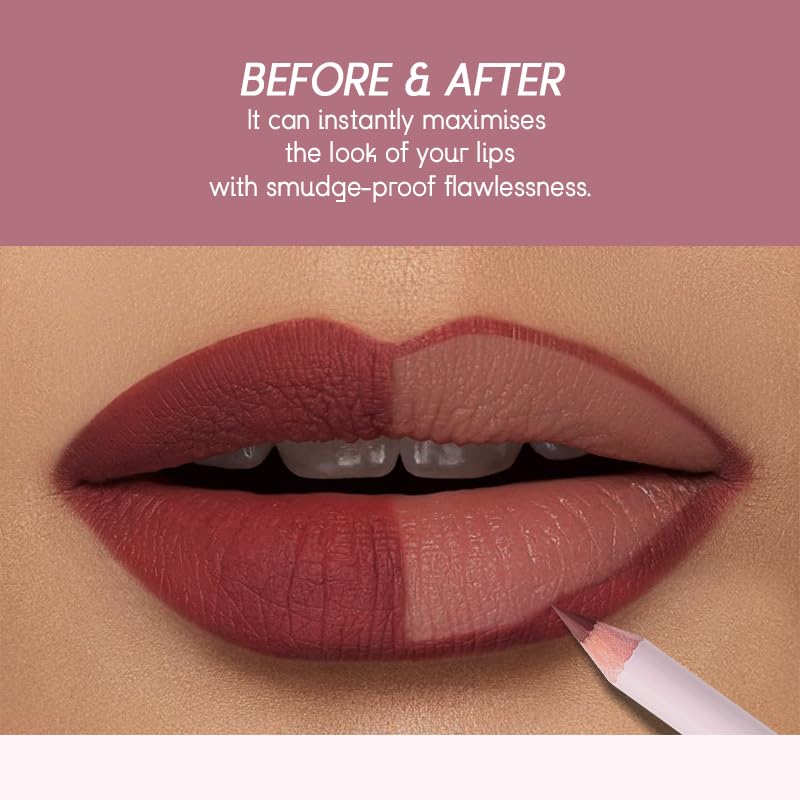 USHAS Lipstick and Lip Liner Combo Set 2 in 1 Waterproof Lipstick for Women Lip liner Set Long Lasting Lipstick, Matte Lipstick Pen with Lip Liner Set Makeup Kits (S8, Pack of 1)