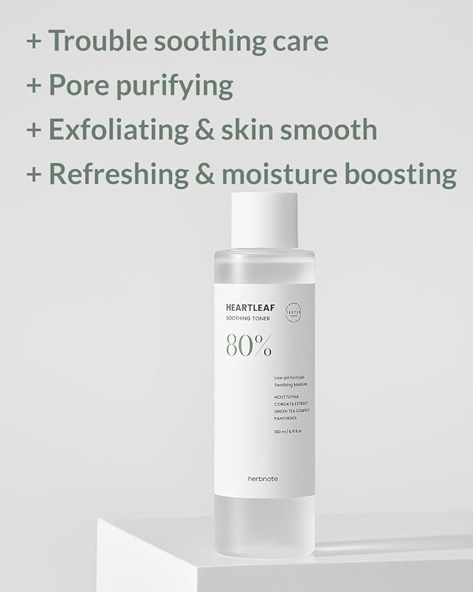 Heartleaf Soothing Moisture Toner - Low pH, 80% Heartleaf Extract, Enriched with Houttuynia Cordata & Green Tea, Clinically Tested, No Irritation - Ideal for Sensitive Skin, 6.76 f l. oz