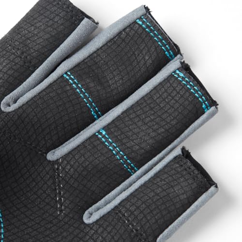 Gill Deckhand Sailing Gloves Short Finger with 3/4 Length Fingers - 50+ UV Sun Protection & Water Repellent - color: Black/BlueJay, size: XX-Large