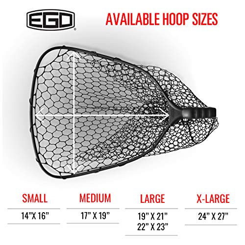 EGO S2 Slider Fishing Net Handle | Adjustable Extension Handle, Minimal Water Drag Design, Ergonomic Foam Grip for Landing Nets - size: 18" to 36" Handle, 17" x 19" Hoop, style: Pvc Coated Mesh