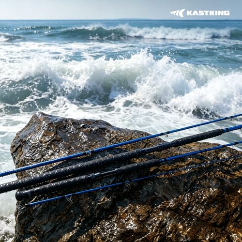 KastKing Kapstan Saltwater Spinning Rod, Boat & Surf Fishing Rod, Lightweight S-Curve Graphite Blanks, Stainless-Steel Double-Foot Guides, Aluminum/Graphite Locking Reel Seat, 2-Piece PTS Rod - style: Spin-12'0"-h-mf