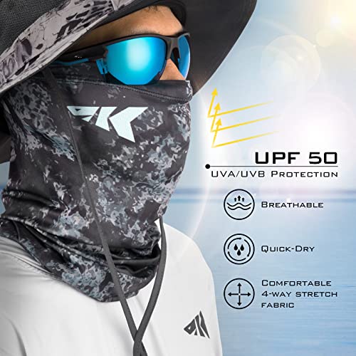 KastKing Sol Armis Neck Gaiter - UPF 50 Face Mask - UV Sun Protection Mask for Men & Women, Fishing, Hiking - color: B: Boulder Camo Obsidian, size: One Size