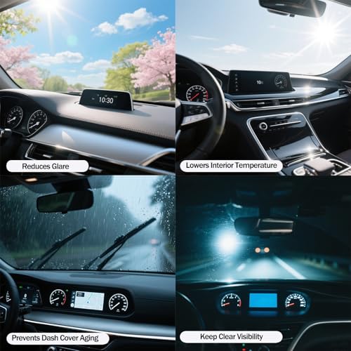 Dash Cover Mat Compatible with Toyota RAV4 2019-2025 Dashboard Cover Dashboard Pad Protect Dash Mat for 2025 RAV4 Accessories Polyester All-Weather Black - size: Polyester forToyota RAV4 2019-2025 Dash Mat