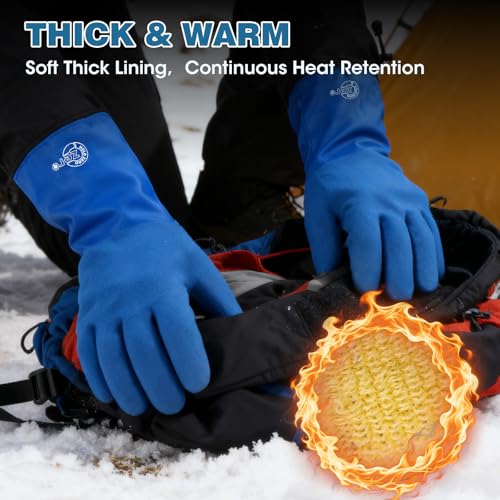 Waterproof Winter Work Gloves with Extended Cuff Warm Non-Slip 1 Pair - color: Blue, size: Medium