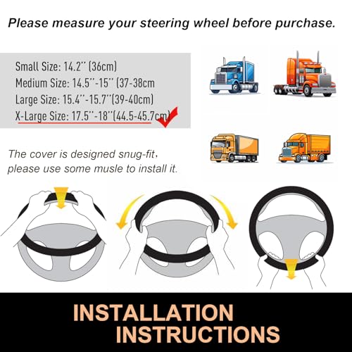 PINCTROT XL Size 17.5-18 Inch Comfy Grip Steering Wheel Cover for Semi Truck, Fits RV, Big Rig Trucker, 18 Wheeler and Classic Cars, Anti-Slip Design 17.5-18 Inch(Silicone Red) - color: 2.Red, size: Extra Large Size[17 1/2''-18'']