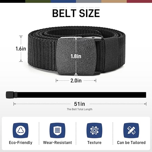 UNGGJKB Men's Tactical Belt, Nylon Casual Elastic Belt, Work Belt That Can Be Cut And Adjusted - color: Brown/Green/Black