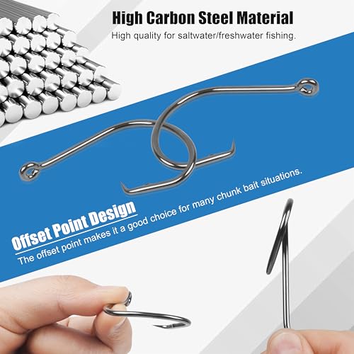 Circle Hooks Saltwater,100pcs Catfish Hooks Offset Circle Octopus Fishing Hooks High Carbon Steel 2X Strong Barbed Fishhooks for Bass Trout Freshwater Saltwater - size: 100pcs-2#