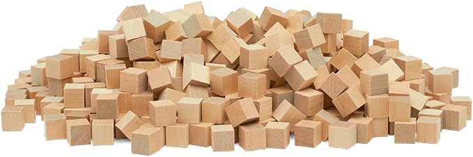 DIY Wooden Cubes 1/2-inch, Pack of 250 Small Blank Wooden Blocks, Unfinished Wood Blocks for Crafts, STEM, Dice, and Building Blocks for Stacking, by Woodpeckers