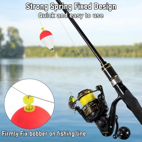 Dr.Fish 5 Pack Weighted Fishing Bobbers Snap-on Spring Bobbers Push Button Floats EVA Foam Pear Shape Bass Freshwater Fishing for Crappie Panfish Bluegill Trout - color: Red/White, size: 2"(3/8oz)