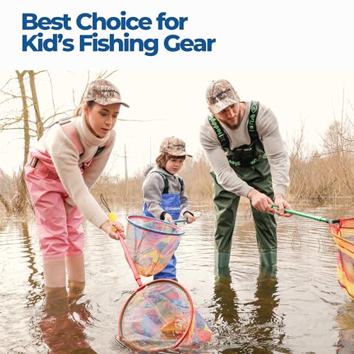 DaddyGoFish Kids Fishing Net - Extendable Telescopic Landing Net for Boy Girl Children Catching Small Fish Crab Shrimp Minnow Dragonfly Beach Pier Lake River Ocean - color: Style 2 (Blue)