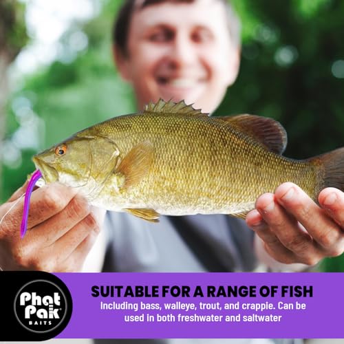 Phat Pak Baits - Slinky Worm Zoom Trick Worm Style Straight Tail Floating Worm Bass Fishing Lure 20ct 6.5" - color: Natural Green Pumpkin Brown