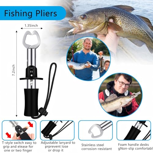 Sosation 134 Pcs Fishing Tool Fishing Tackle Box Kit and Equipment for Adults Beginner Gift, Hook Remover, Pliers Kit, Backpack Tackle Container Lures, Lip Gripper, Weigh Scale - color: Khaki