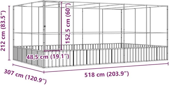 Steel Aviary with Extension, Large Flight King Bird Cage for Cockatiels African Grey Quaker Amazon Sun Parakeets Green Cheek Conures Pigeons Parrot Bird Cage, 203.9"x120.9"x83.5",-85