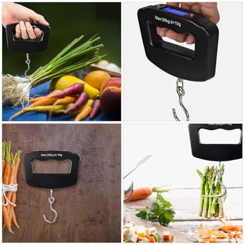 Kisangel Portable Digital Fishing Scale 50kg Capacity Hanging Electronic Weight Scale with LCD Screen for Travel and Luggage Weighing for Outdoor Fishing and Sports