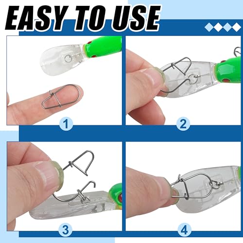 Crankbait Snaps Fishing Snap Clips,150pcs Duolock Fishing Snaps Quick Change Fishing Power Clips Fast Snaps Speed Clips for Fishing Lures Freshwater Saltwater Lure Snap Connector Tackle - size: 5#-150pcs