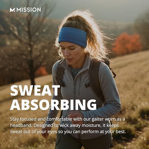 MISSION Multi-Use Neck Gaiter Face Mask for Ski & Outdoors, UPF 50, Breathable Lightweight Fabric - color: Black