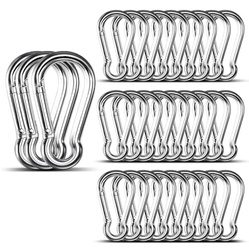 Small Carabiner Clip, 30PCS 1.97 inch 304 Stainless Steel Heavy Duty Carabiners, Metal Spring Snap Hook Clips for Outdoor Travel Camping Fishing Hanging Key Chain - size: M5-1.97'', style: 30PCS