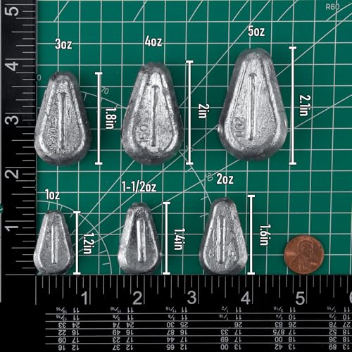 Dr.Fish 5 Pack No Roll Sinker Lead Fishing Weights Freshwater Catfish Sinkers Flat Coin Disc Weights Bank River Surf Fishing Saltwater - size: 5oz-5 Pack