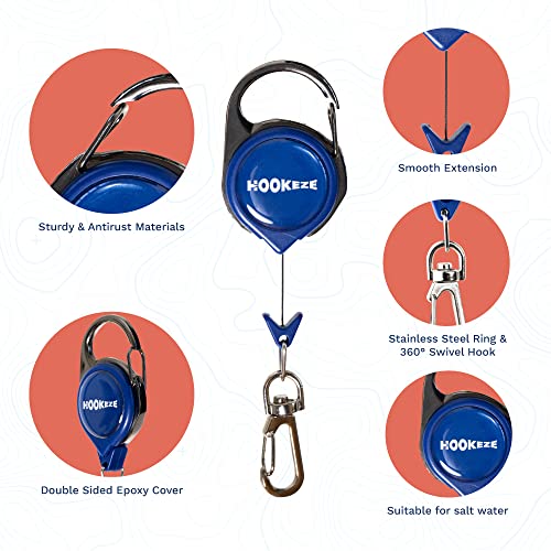 Hook-Eze Fishing Knot Tying Tool and Zinger Retractor Combo | Stocking Stuffers Gifts for Men, Fishing Gear and Equipment for Nippers, Forceps, Fly Float Ant, Belt Loops & Backpack