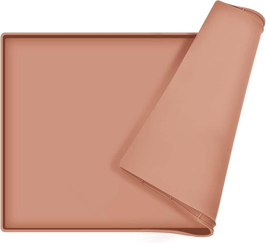 Dog Food Mat,Silicone Waterproof Food Tray,Non Slip Pet Bowl Mats Placemat,1" Raised Edge,Suitable for Most Small and Medium Sized Pets,32" x 24"