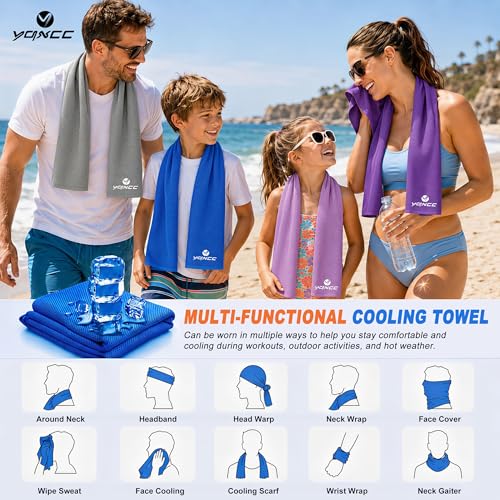 YQXCC 4 Pack Cooling Towels 40"x12", Cold Cool for Neck & Face | Cooling Neck Wraps, Soft Breathable Microfiber Chilly Towels, Ideal for Gym, Yoga, Golf, Running, Camping & Hot Weather - color: Purple*2 + Green*2