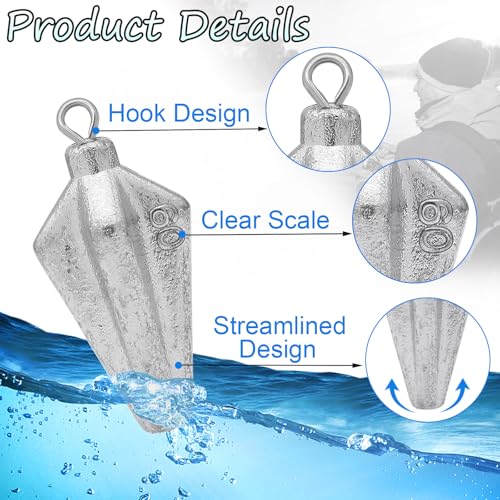 Fishing Pyramid Weights Rhombus Quadrangle Lead Triangle Fishing Sinkers | Surf Fishing Sinkers for Ocean Saltwater Fishing Casting Gear Tackle 1oz 2oz 3oz 4oz - size: 3oz-6pcs