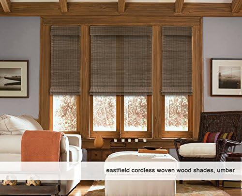 Cordless Woven Wood Roman Shades, 44W x 48H, Hatteras Cocoa, Sizes 20-72 Wide