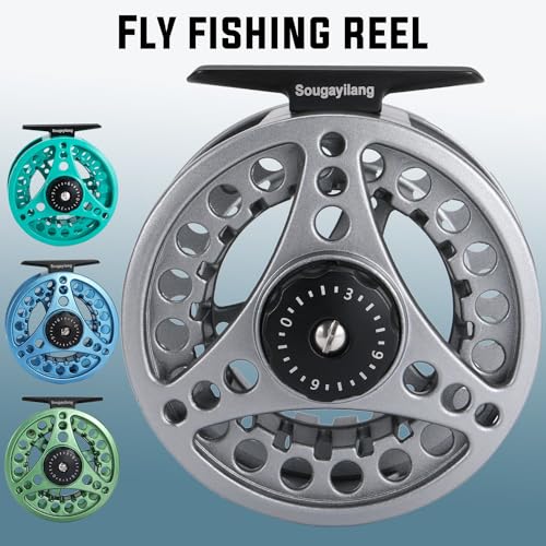 Sougayilang Fly Fishing Reel, Die Cast Aluminum Fly Reel, 5/6, 7/8, Weight Saltwater Fly Reels, 5/6, 7/8, Weight Saltwater Fly Reels - color: Green, size: 7/8wt