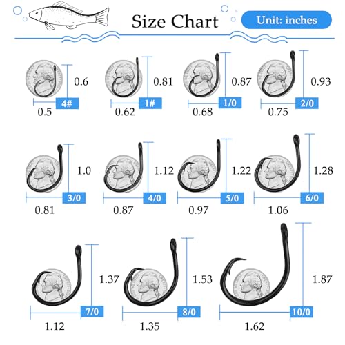10PCS High-Carbon Steel Circle Hooks Barbed Fishing Hooks with Holes, Freshwater and Saltwater Fishing Hooks for Tuna, Catfish, Bass - size: 6/0