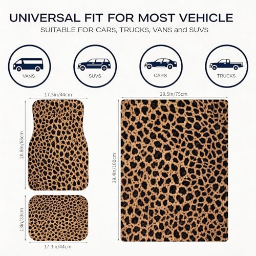 Automotive Floor Mats 5 Pcs, Universal Car Floor Mats, Leopard Print Cargo Liner, Car Accessory for SUVs/Sedan/Wagons, Durable Protective Mat, Trunk Liner for Families/Travel Enthusiasts - style: Bundle 6