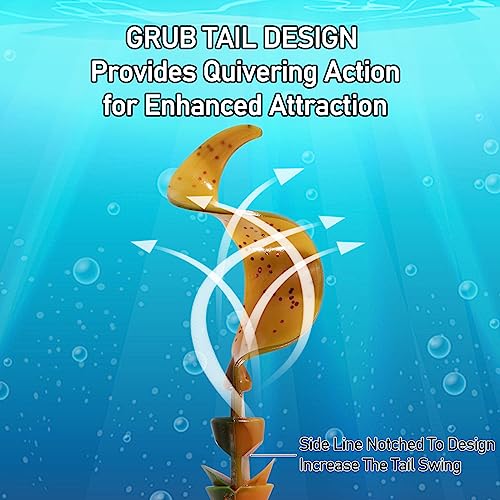 Dr.Fish 10 Pack Grub Fishing Lures 4" Soft Plastic Baits Worm Grub Bass Fishing Lures Swimbait Walleye Saltwater Freshwater - color: Lime