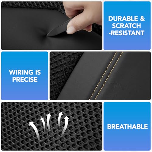PIC AUTO Car Seat Cover, Super Breathable Mesh Front Seat Cover for Cars, Beige Leather Seat Covers, Universal Fit, Durable, Airbag Compatible, Suitable for SUVs, Trucks, Sedans, and Vehicles - color: Beige