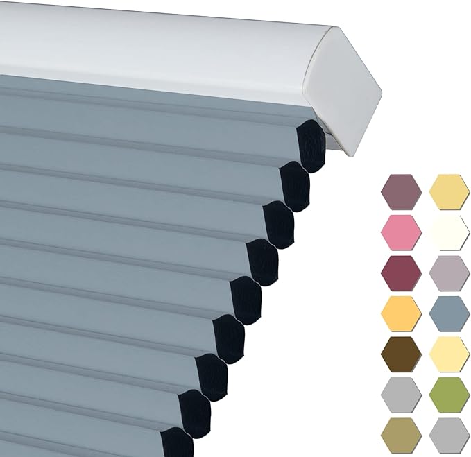 Persilux Blackout Cellular Shades Cordless Window Shades Bottom up UV Protection Thermal Insulated Honeycomb Window Blinds for Windows, Bedroom, Home and Office, Blue, 81" W x 72" H