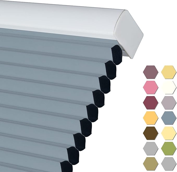 Persilux Blackout Cellular Shades Cordless Window Shades Bottom up UV Protection Thermal Insulated Honeycomb Window Blinds for Windows, Bedroom, Home and Office, Blue, 73" W x 38" H