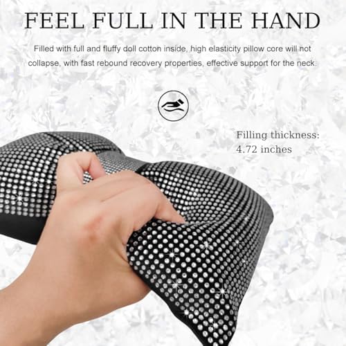 Yourkar Bling Car Seat Neck Pillow, Soft Bling Bowknot Headrest Neck Support Rest Cushion, Neck Relax Head Rest Auto Pillow with Crystal Rhinestone for Women, Car Accessories (Red) - color: Red